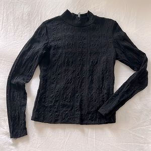 Anthropologie Black Lace Turtleneck